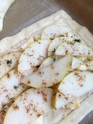 Savory Brie and Pear Puff Pastry raw